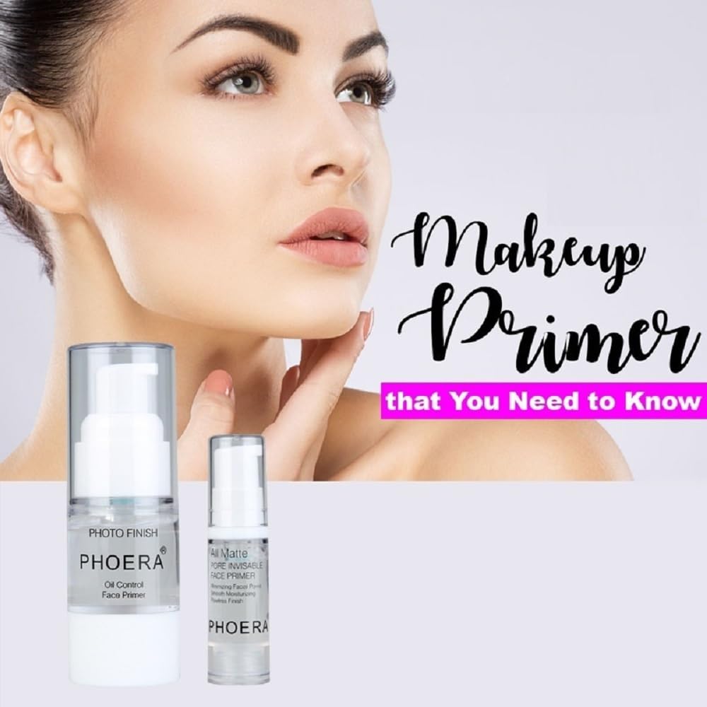 Phoera Primer,Pro Makeup Primer,Long Lasting Hydrating Smoothing Isolated Moisturizing Oil Free Effect Make Up Base Matte Face F