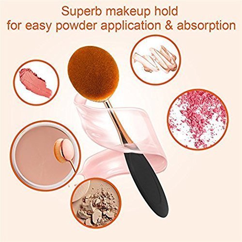 Yoseng Makeup Brushes Set 10Pcs Professional Oval Toothbrush Foundation Contour Powder Blush Conceler Eyeliner Blending Brush Ne
