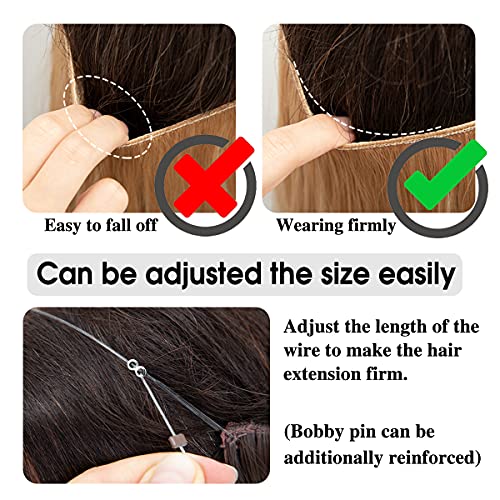 Sarla Hair Extensions Invisible Wire Dirty Blonde Highlight Wavy Curly Synthetic Hairpieces Balayage For Women Long 18 Inch Adju