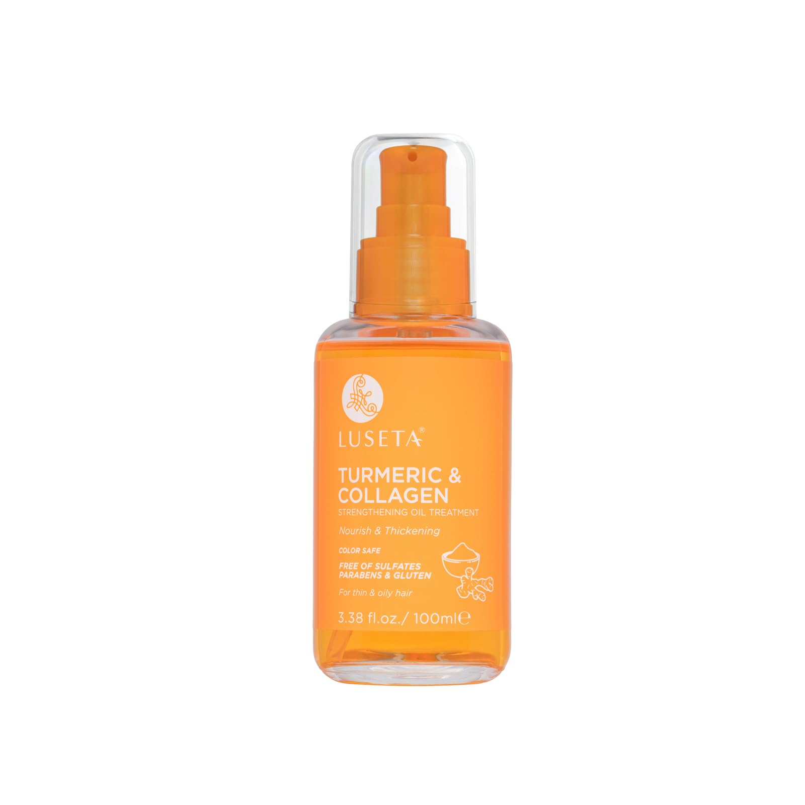 Luseta Turmeric & Collagen Hair Serum for Damaged and Thining Hair, Strengthening Oil Treatment Preventing breakage for Women an