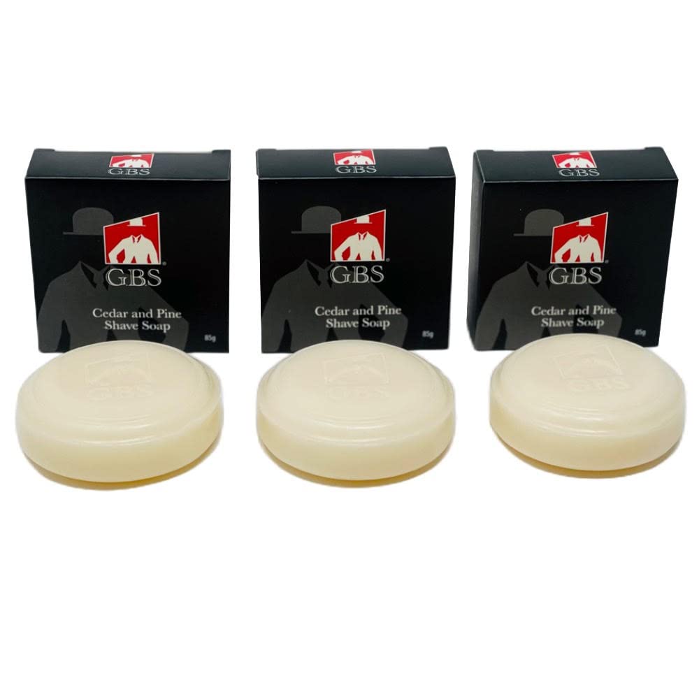 G.B.S Men'S Cedar And Pine Shaving Soap With Shea Butter And Glycerin, Pack Of 3 (3Oz Each)
