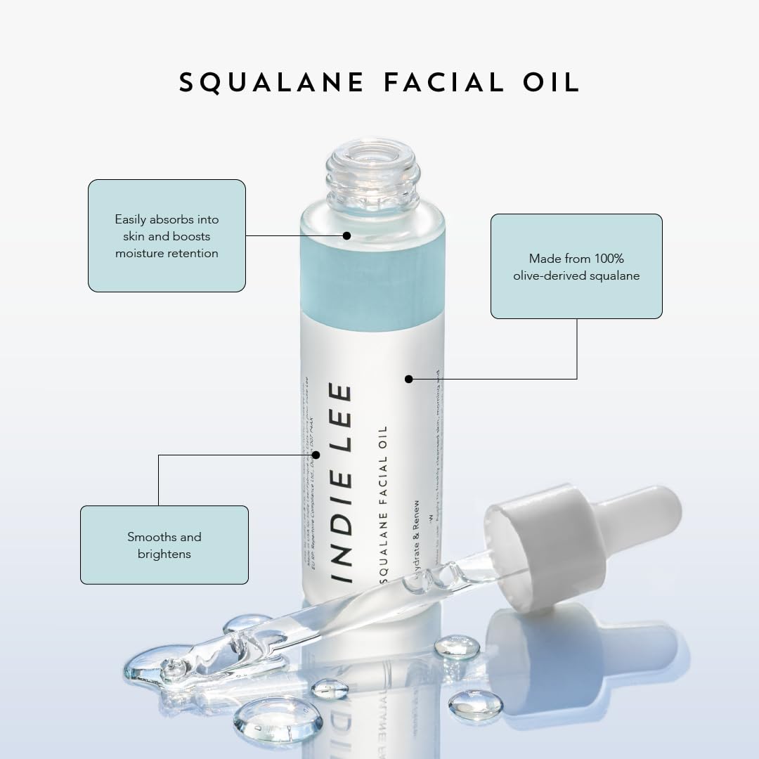 Indie Lee 100% Squalane Oil - Daily Face Oil & Hydrating Moisturizer For Dry Skin, Fine Lines And Wrinkles - Even Skin Tone, Bri