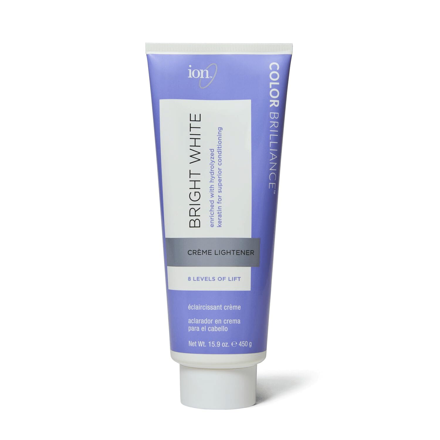 Ion Bright White Creme Lightener, Cream Hair Bleach, Lifts Up To 8 Levels, For All Hair Types, Contains Hydrolyzed Keratin, 15.9