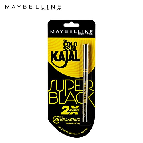 Maybelline New York New The Colossal Kajal - Super Black (2X Blacker) Waterproof 16Hours Intense Pencil