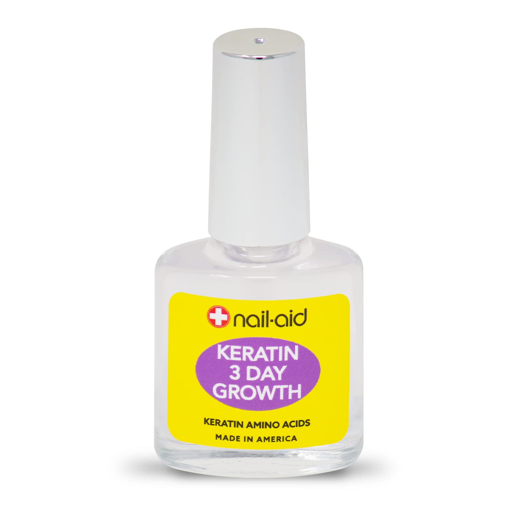 Nail-Aid Keratin 3 Day Growth Nail Treatment & Strengthener, Clear, 0.55 Fl Oz - Strengthen and Nourish Nails Fast
