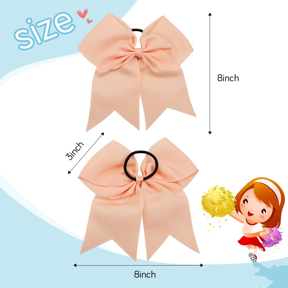 Large Cheer Bows For Cheerleaders Light Orange Hair Bows For Girls Softball Hair Bows Girls College Sports Elastic Ponytail Hold