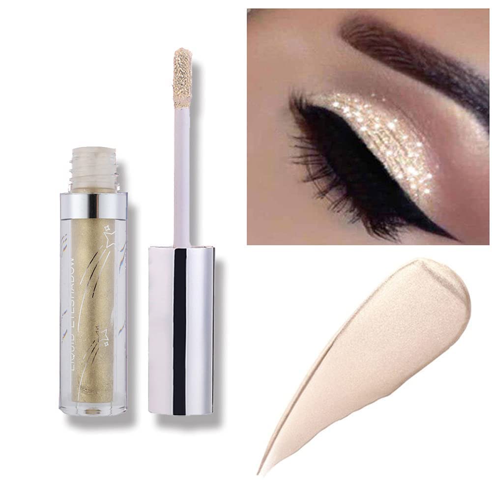 Hotiary Glitter Liquid Eyeshadow, Metallic Glitter Shimmer Sparkling Eye Shadow, Long Lasting Waterproof High Pigments Sparkle E