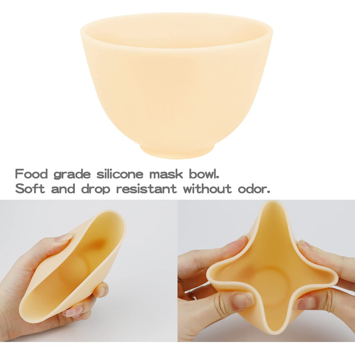 Fercaish 4Pcs Diy Face Mask Mixing Bowl, Microwavable Silicone Facial Mud Bowl Cosmetic Beauty Tool For Home Salon (Yellow)