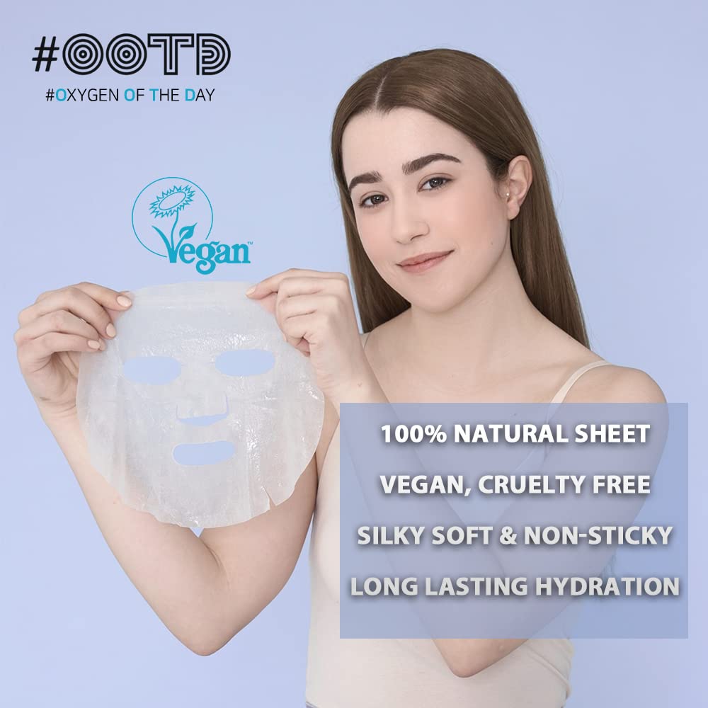 #Ootd Intense Hydrating Collagen Vegan Sheet Mask [10 Count] Supreme Korean Beauty Bamboo Lycocell Facial Masks With Collagen, H