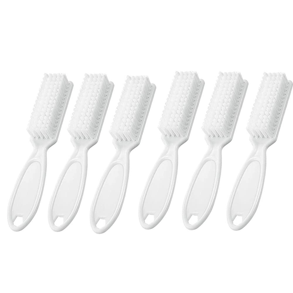 SQULIGT 6Pcs Handle Grip Nail Brush, Hand Fingernail Cleaner Brush Manicure Tools Scrub Cleaning Brushes for Toes and Nails (Whi