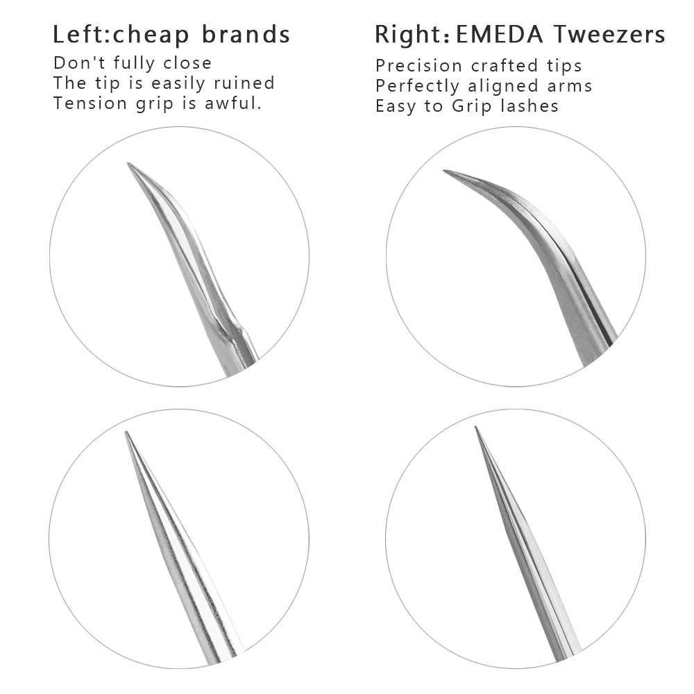 Emeda Eyelash Extension Tweezers 2 Pieces Vetus Straight And J Curved Tweezers For Eyelash Extensions Precision Lashing Tweezers