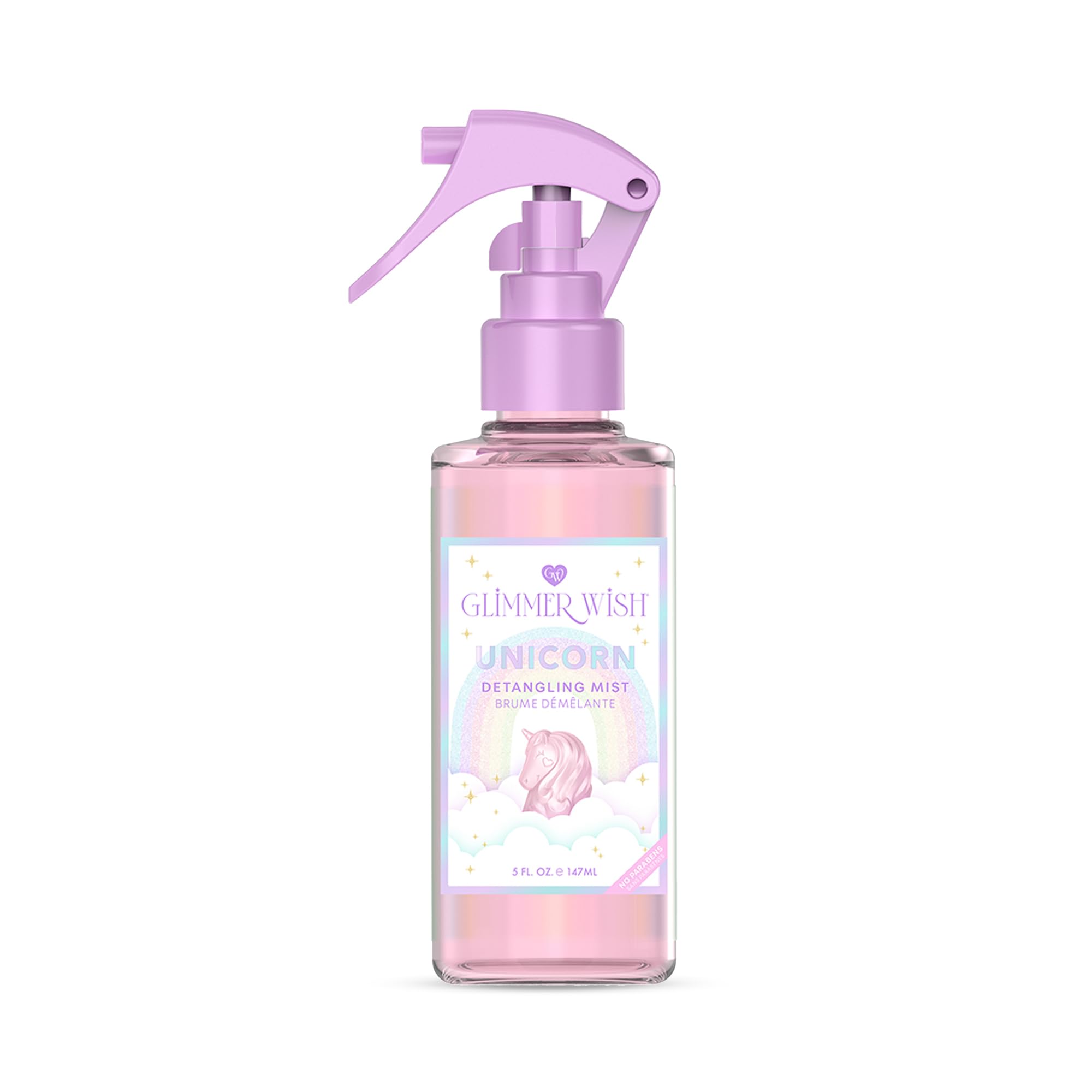 Glimmer Wish Unicorn Hair Detangling Mist, Vanilla Cotton Candy Scent Kids Detangler Spray, Coconut and Macadamia Oil for Hair T