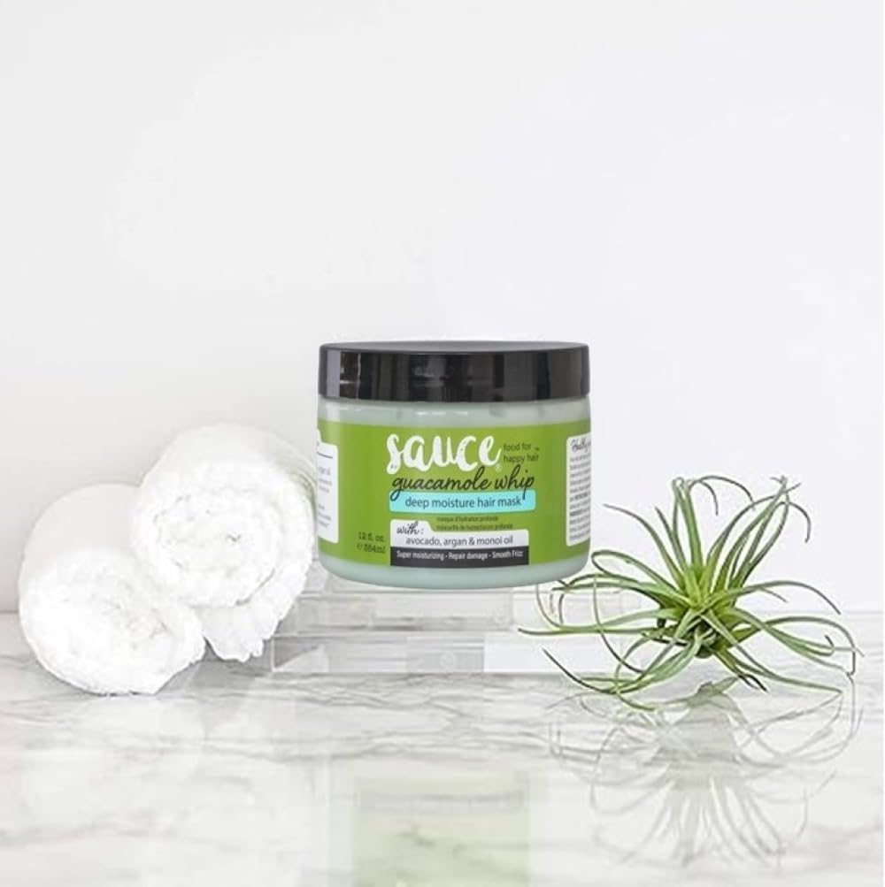 Sauce Beauty Guacamole Whip Hair Mask - Deep Conditioning For All Hair Types W/Avocado, Honey & Argan Oil - 12 Fl Oz For Dry, Da