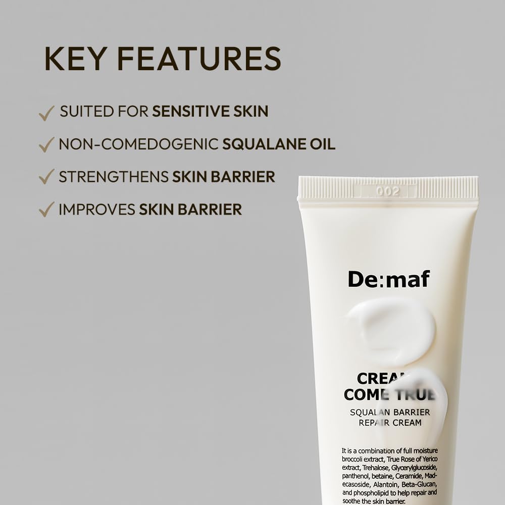 Creams Come True Squalane Barrier Repair Cream | Korean Face Moisturizer With Squalane Oil, Ceramides & Panthenol | K Beauty Ski