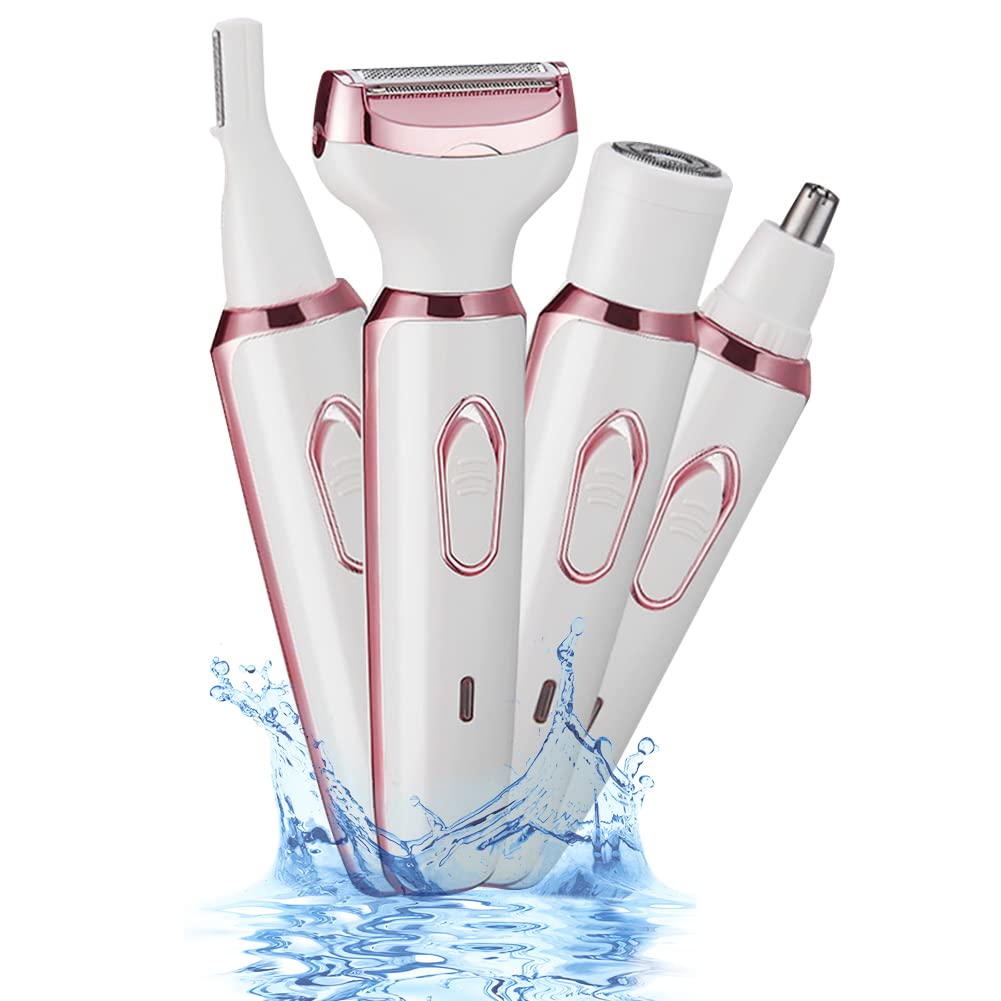 Vacto Electric Razors for Women, 4-in-1 Womens Facial Hair Removal, Face Shaver Ebrow Trimmer Pubic Shaver Bikini Trimmer Portab
