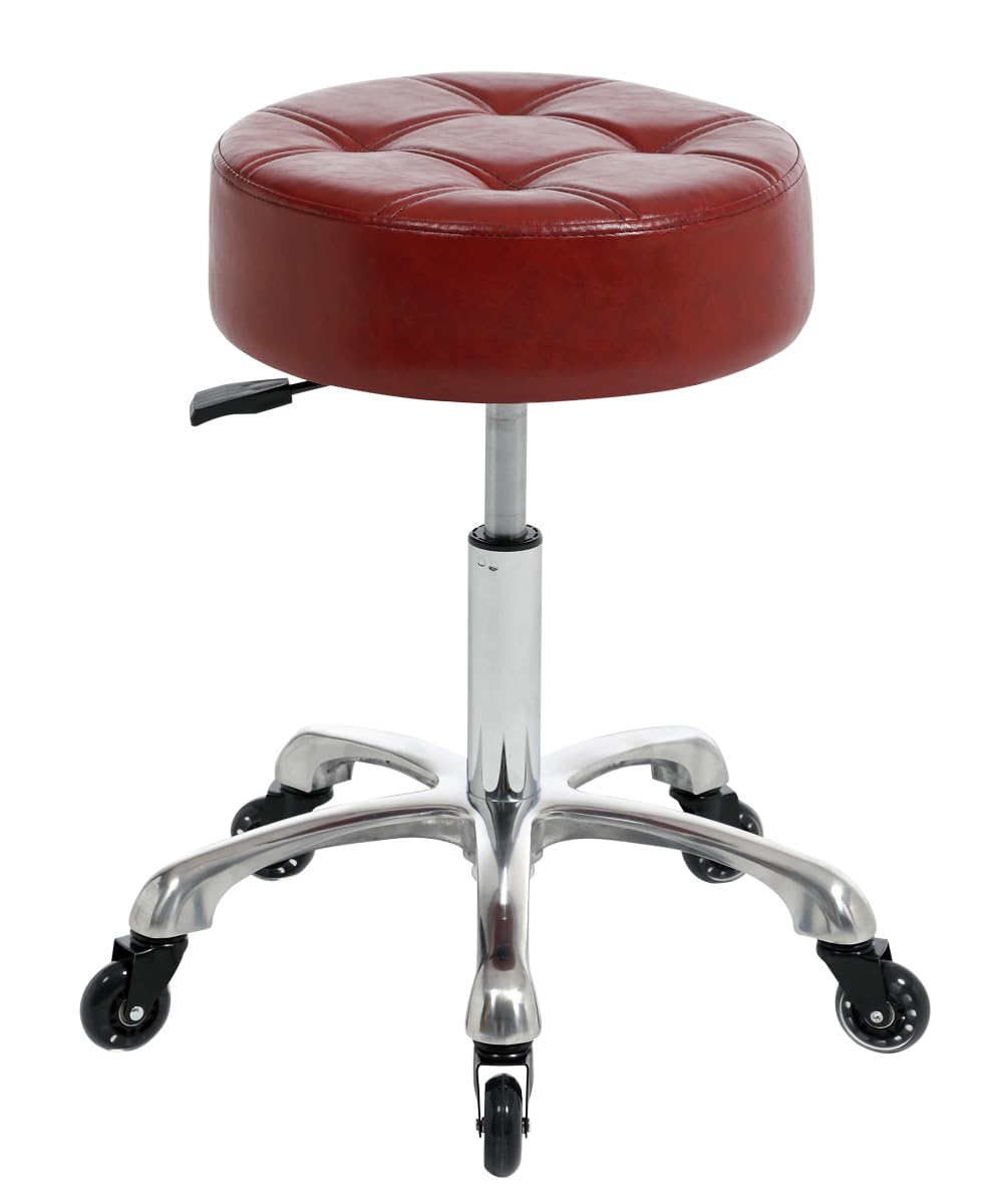 FRNIAMC Rolling Salon Stool- with Wider Comfy Round Seat- Height Adjustable Swivel Heavy-Duty Chair with Wheels for Medical Salo