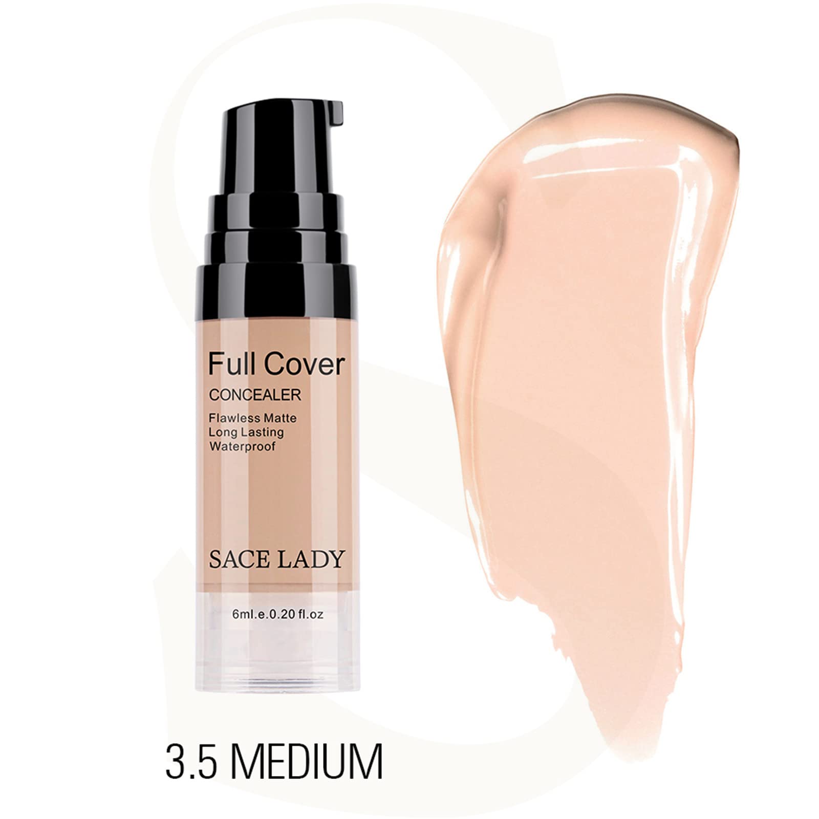 Waterproof Full Coverage Concealer With Primer Sponge Set, Smooth Matte Flawless Creamy Liquid Foundation Corrector Makeup Kit F