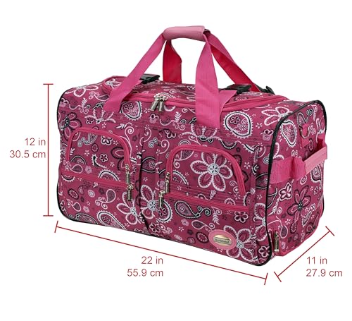 22 Inch  Rolling Duffle Bag - Pinkbandana