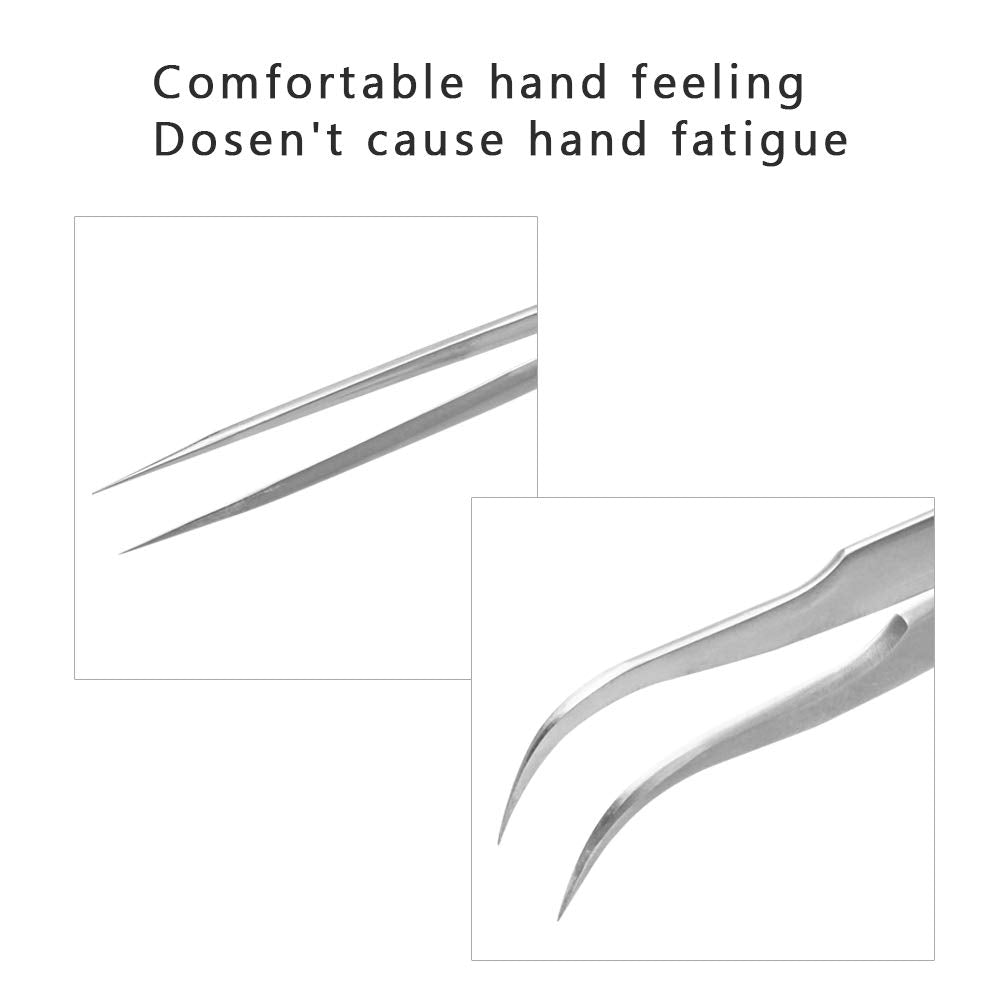 Emeda Eyelash Extension Tweezers 2 Pieces Vetus Straight And J Curved Tweezers For Eyelash Extensions Precision Lashing Tweezers