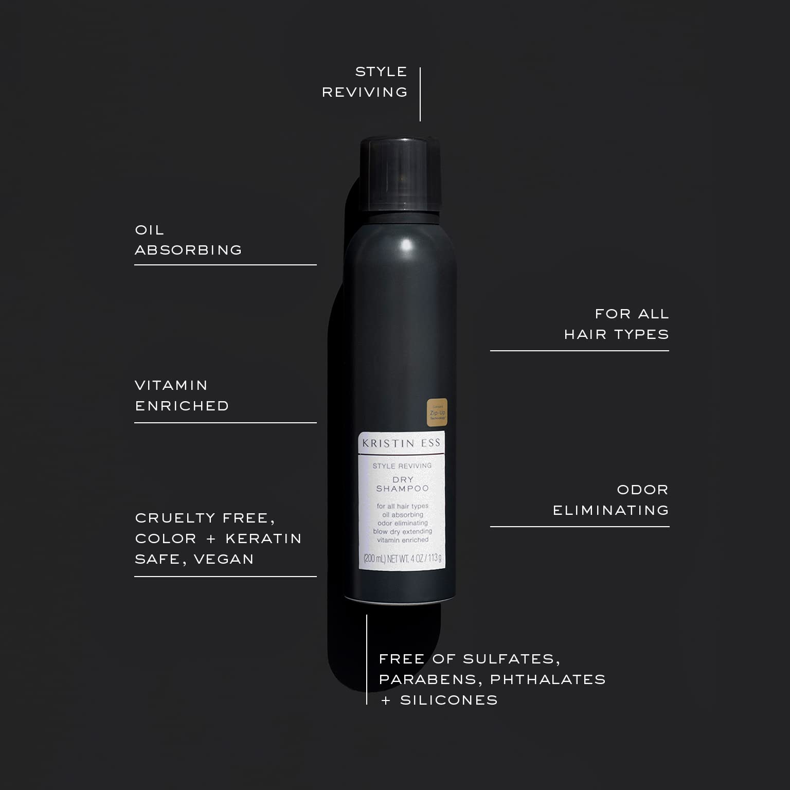 Kristin Ess Hair Style Reviving Dry Shampoo With Vitamin C For Oily Hair, Blonde And Brunette Hair, Dry Shampoo Powder Spray For
