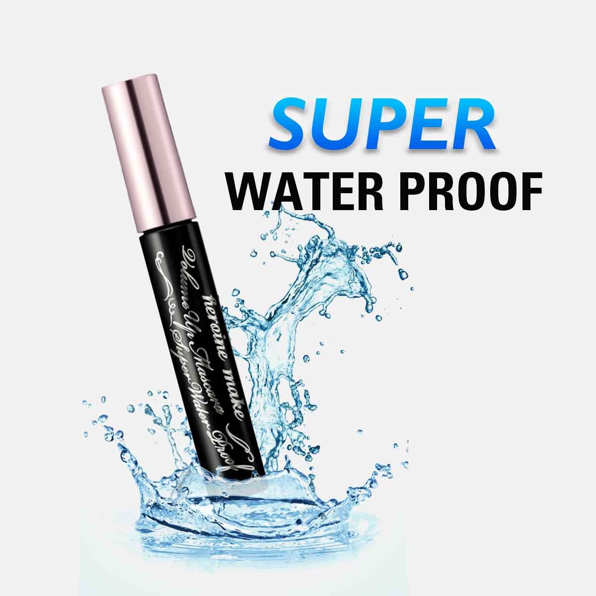 Heroine Make By Kissme Volumizing Eyemakeup Mascara With Waterproof Black Curvy Brush, Defining Fiber Long-Lasting False Eyelash