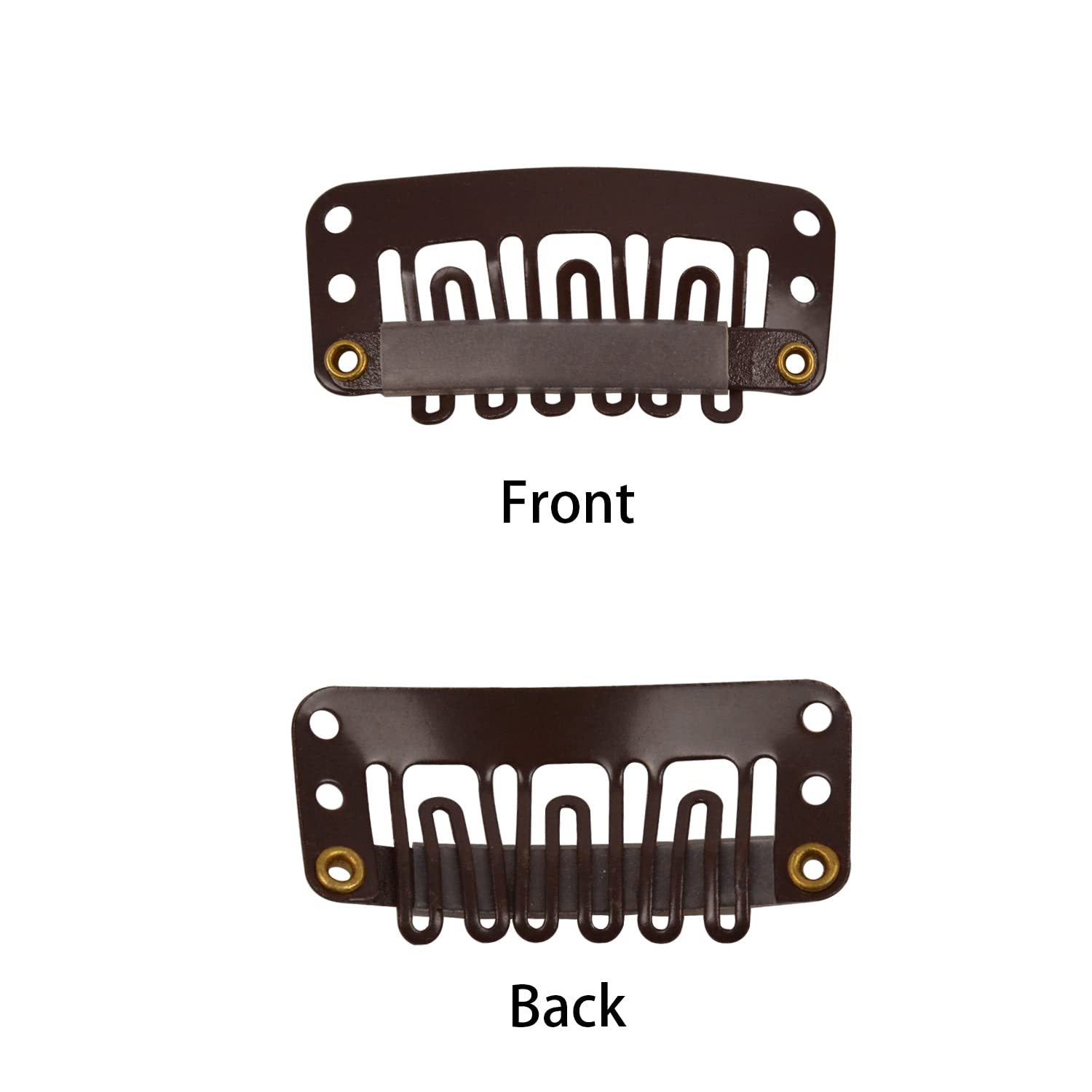 50 Pcs Metal U-Shape Snap Clips 32Mm 6-Teeth Wig Clips With Rubber For Hair Extensions Hairpieces (Dark Brown)