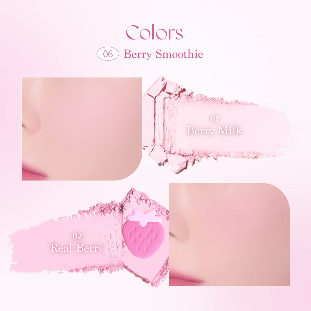 Dasique Blending Mood Cheek #06 Berry Smoothie | 4 Blendable Shades In Lightweight Smooth Powder | Vegan | Pink Blush