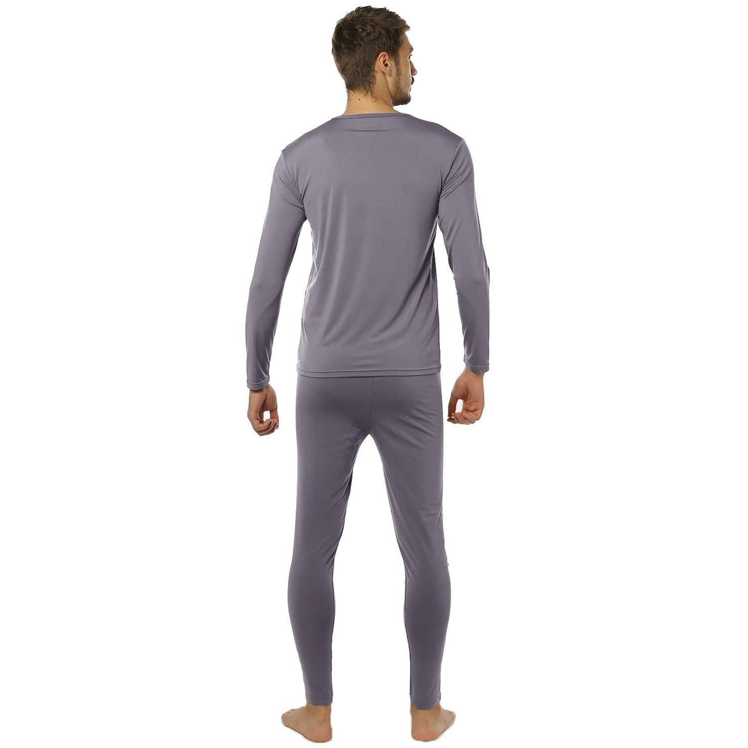 Vicherub Thermal Underwear for Men Fleece Lined Long Johns Base Layer Top and Bottom Set for cold Weather grey M