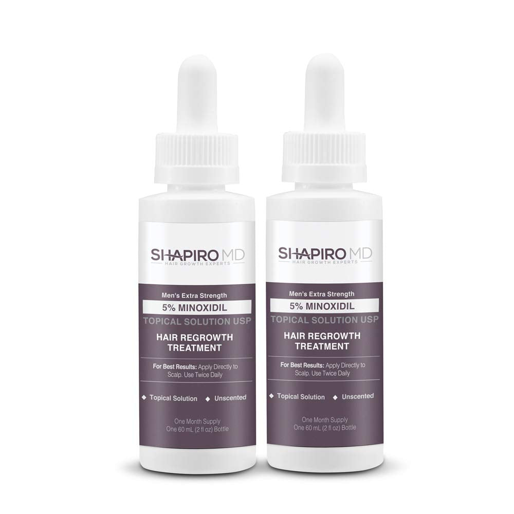 Minoxidil 5% Topical Solution for Men's Hair Growth, Serum Promotes Hair Regrowth by Reactivating Hair Follicles | Shapiro MD, 2