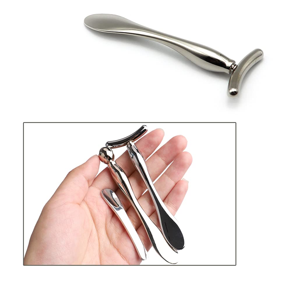 3 Pcs Metal Eye Cream Applicator Tool, Eye Roller Massage Sticks And Makeup Cream Spoon, Facial Massager For Reducing Puffiness