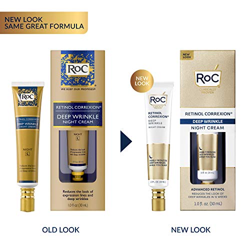 RoC Retinol Correxion Deep Wrinkle Anti-Aging Night Cream, Daily Face Moisturizer with Shea Butter, Glycolic Acid and Squalane,