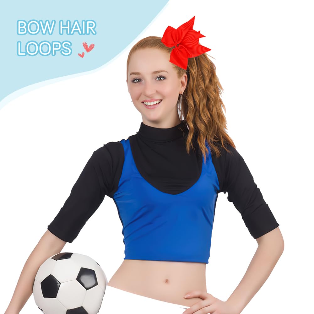 Wrnzl Cheer Bows, Red Hair Bow, 2 Pcs Big Red Bow Scrunchies For Girls, Softball Hair Bows, Sports Elastic Ponytail Holder Schoo