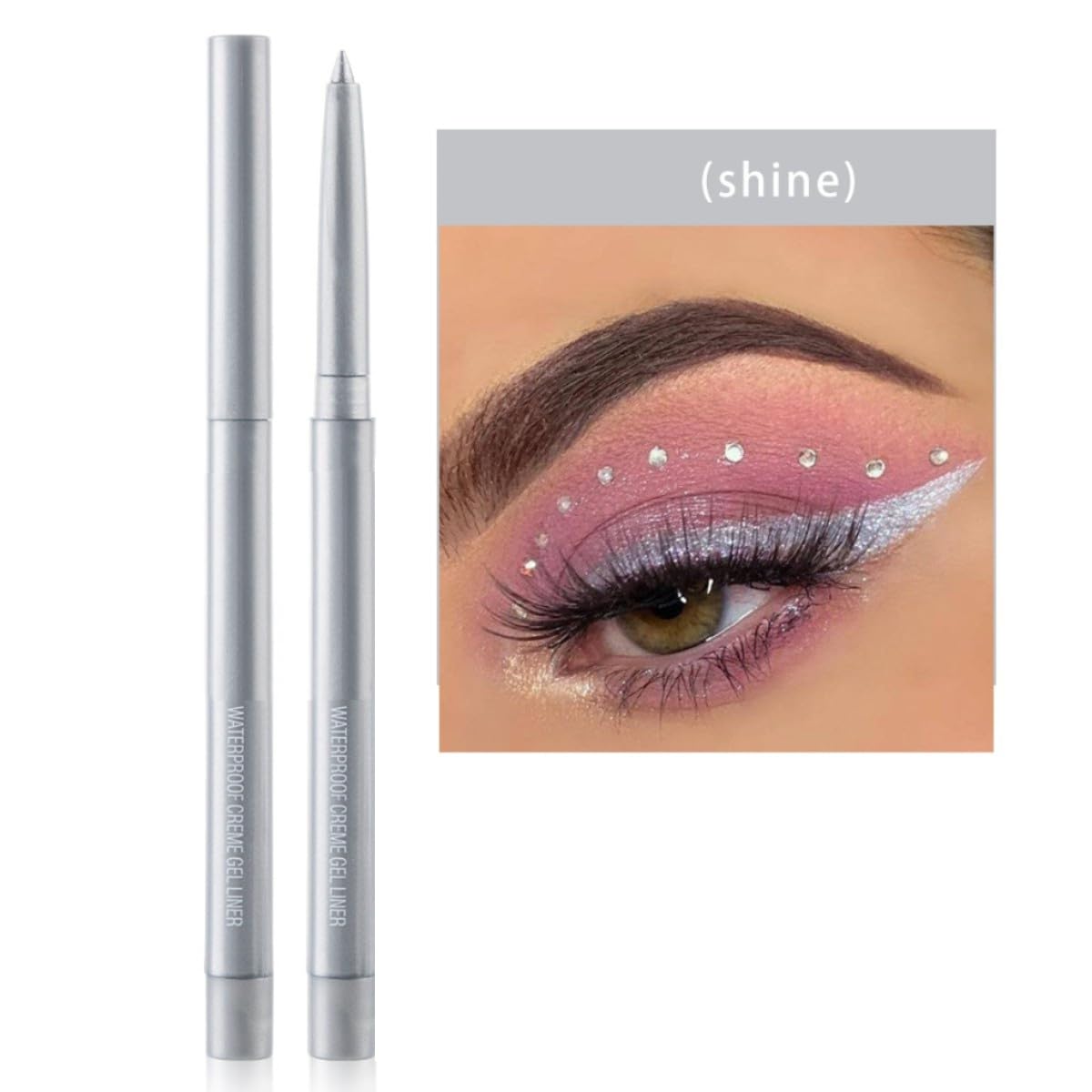 Onarisae Eyeliner Pencil Retractable Eyeliner Creamy Pigmented Smudge Proof Eye Liner Pen Shimmer Silver