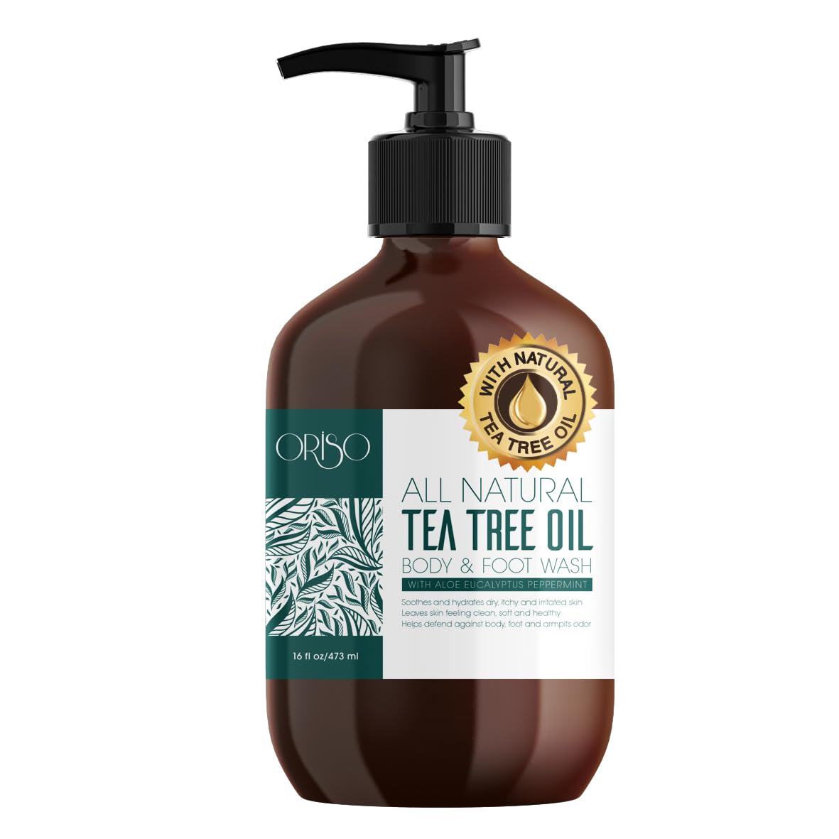 Tea Tree Oil Body Wash - Helps Athletes Foot, Ringworm, Jock Itchy, Acne, Eczema, Yeast Infection, Body Odor, Itchy Skin - With