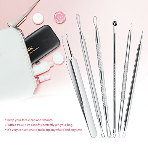 JPNK 6 PCS Blackhead Remover Comedones Extractor Acne Removal Kit for Blemish, Whitehead Popping, Zit Removing for Nose Face Too