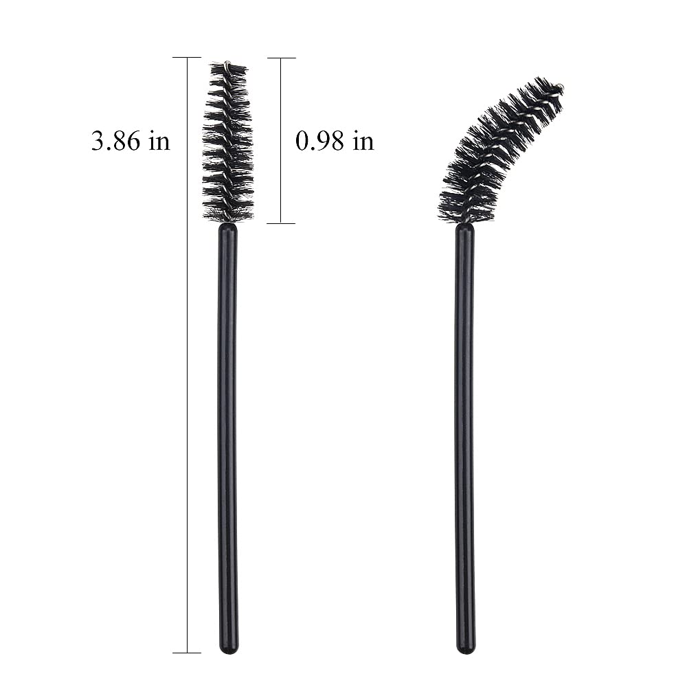 100 Pack Mascara Wand Eyelash Brush Disposable Eye Lash Applicator Makeup Tool Kit (Black-Handle100Pcs)