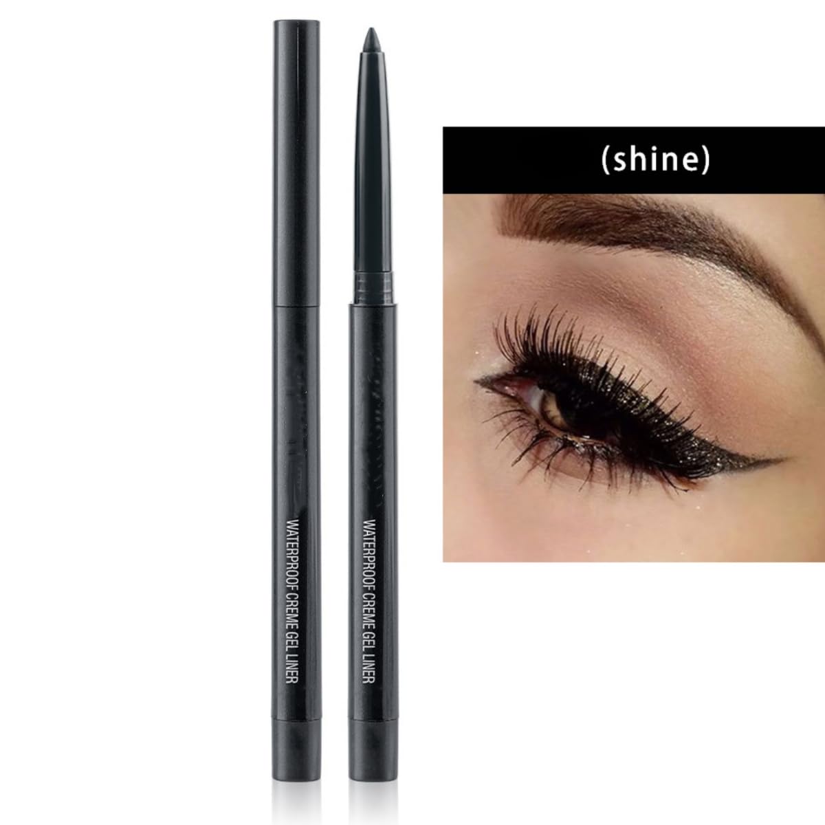 Onarisae Eyeliner Pencil Retractable Eyeliner Creamy Pigmented Smudge Proof Eye Liner Pen Shimmer Black