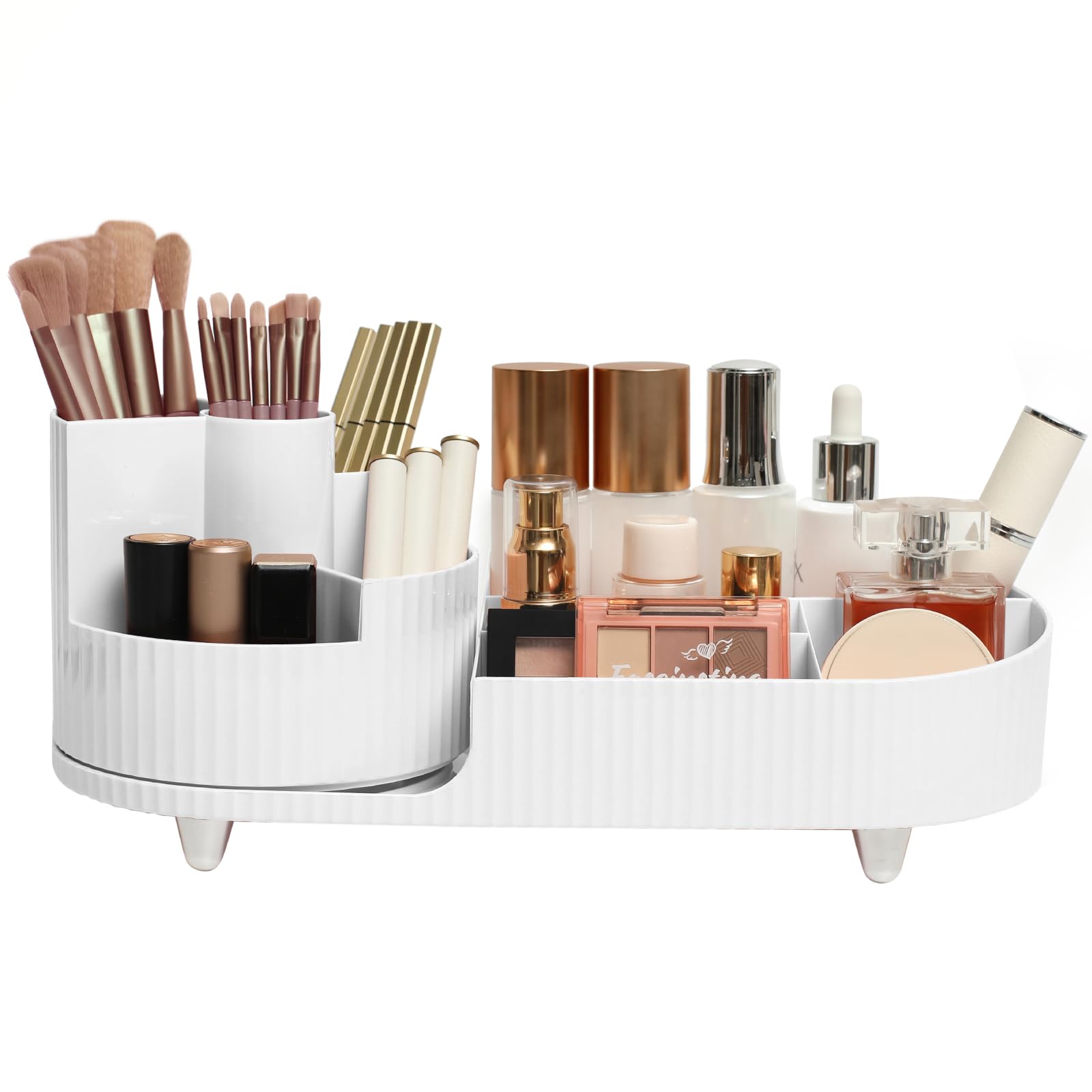 Makeup Organizer Countertop Rotating Makeup Organizer for Vanity Large Capacity Cosmetic Display Case with Makeup Brush Holder C