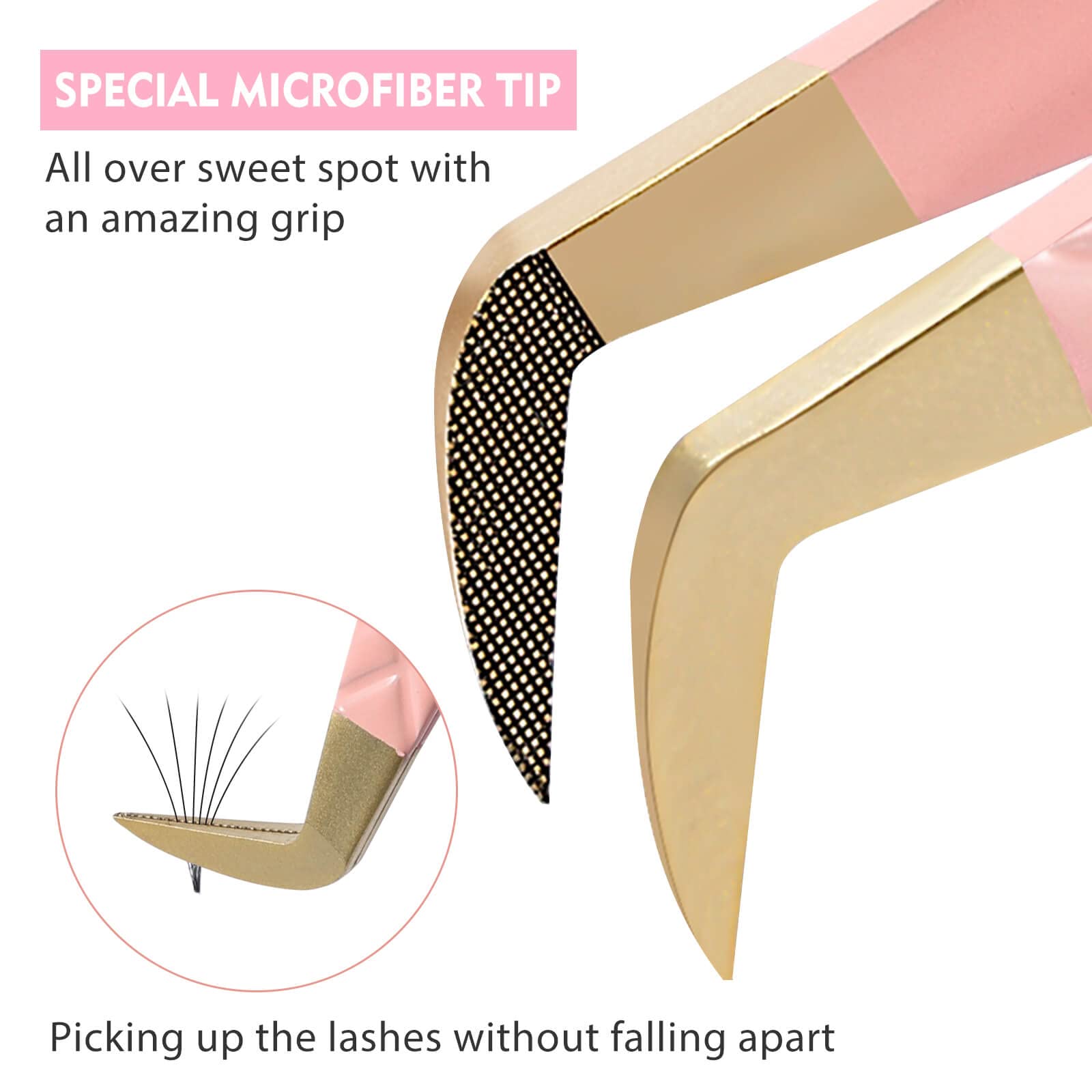 Ms.Queen Lash Tweezers For Eyelash Extensions,Fiber Tip Eyelash Tweezers For Mink Lashes Fan Making Mega Volume Boot Lashing Twe