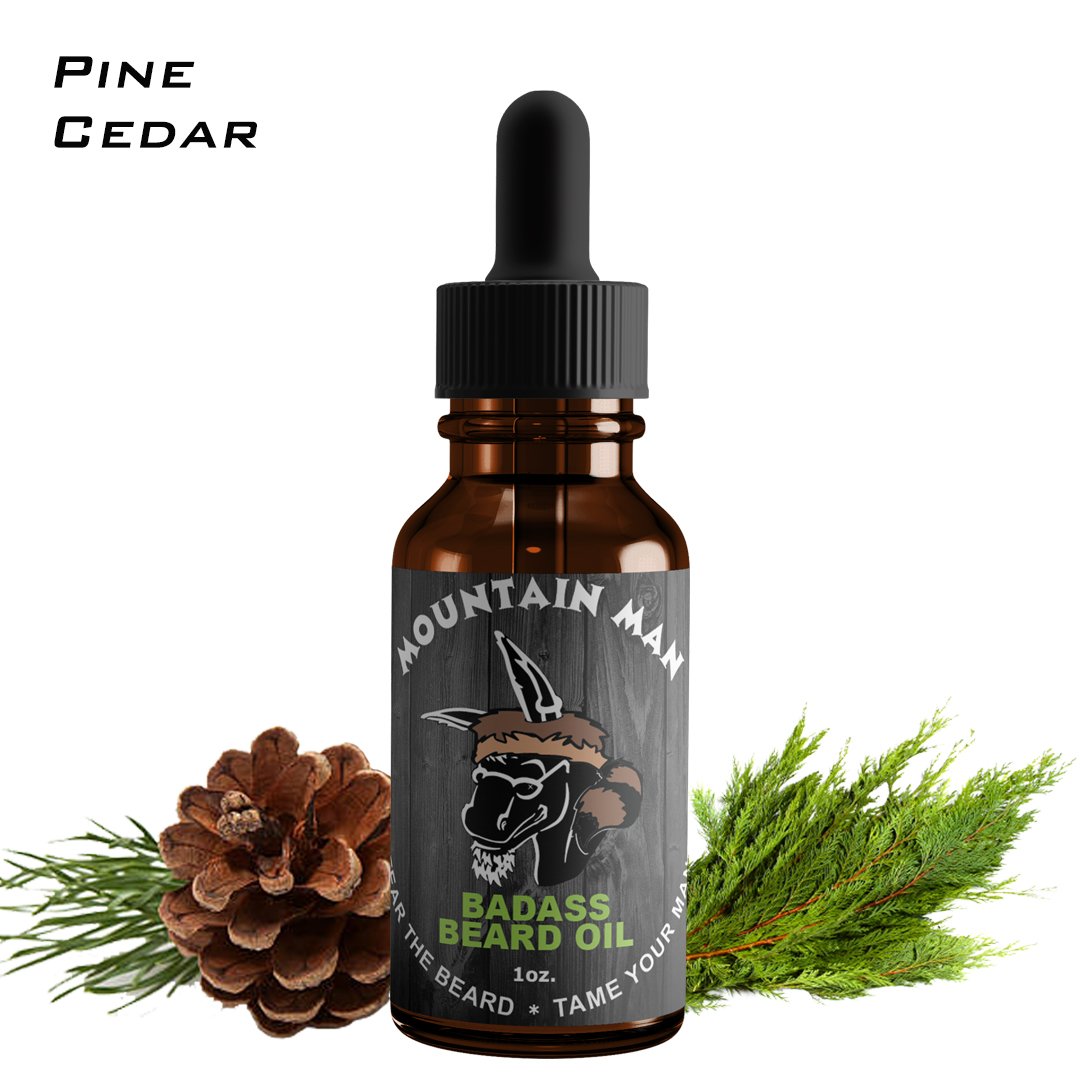 Badass Beard Care Oil For Men - Mountain Man Scent, 1 Oz - All Natural Ingredients, Keeps Beard And Mustache Full, Soft And Heal