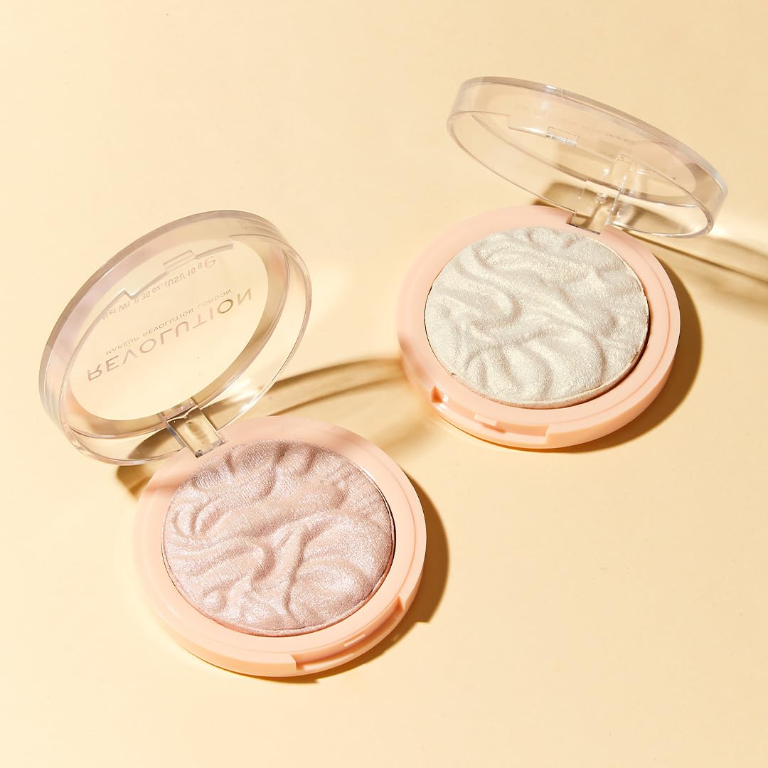Revolution Beauty, Reloaded Pressed Powder Highlighter, Intensely Pigmented For A High Impact Dewy Finish, Set The Tone, 0.22 Oz