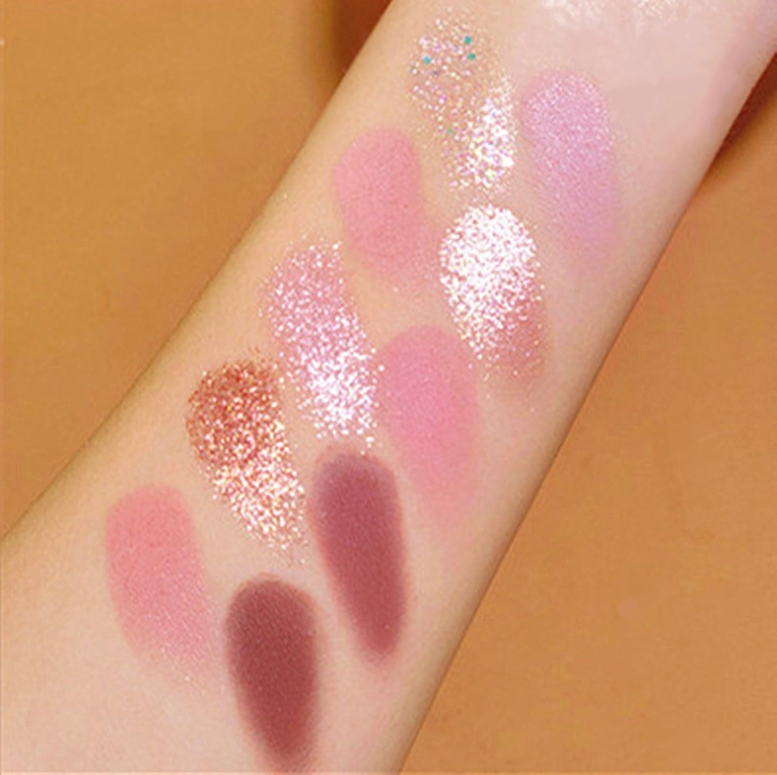 Go Ho 10 Colors Eyeshadow Palette,Matte&Glitter&Shimmer Eyeshadow Makeup,Pink Powder Light Pink Eye Shadow Shades,Naturing-Looki