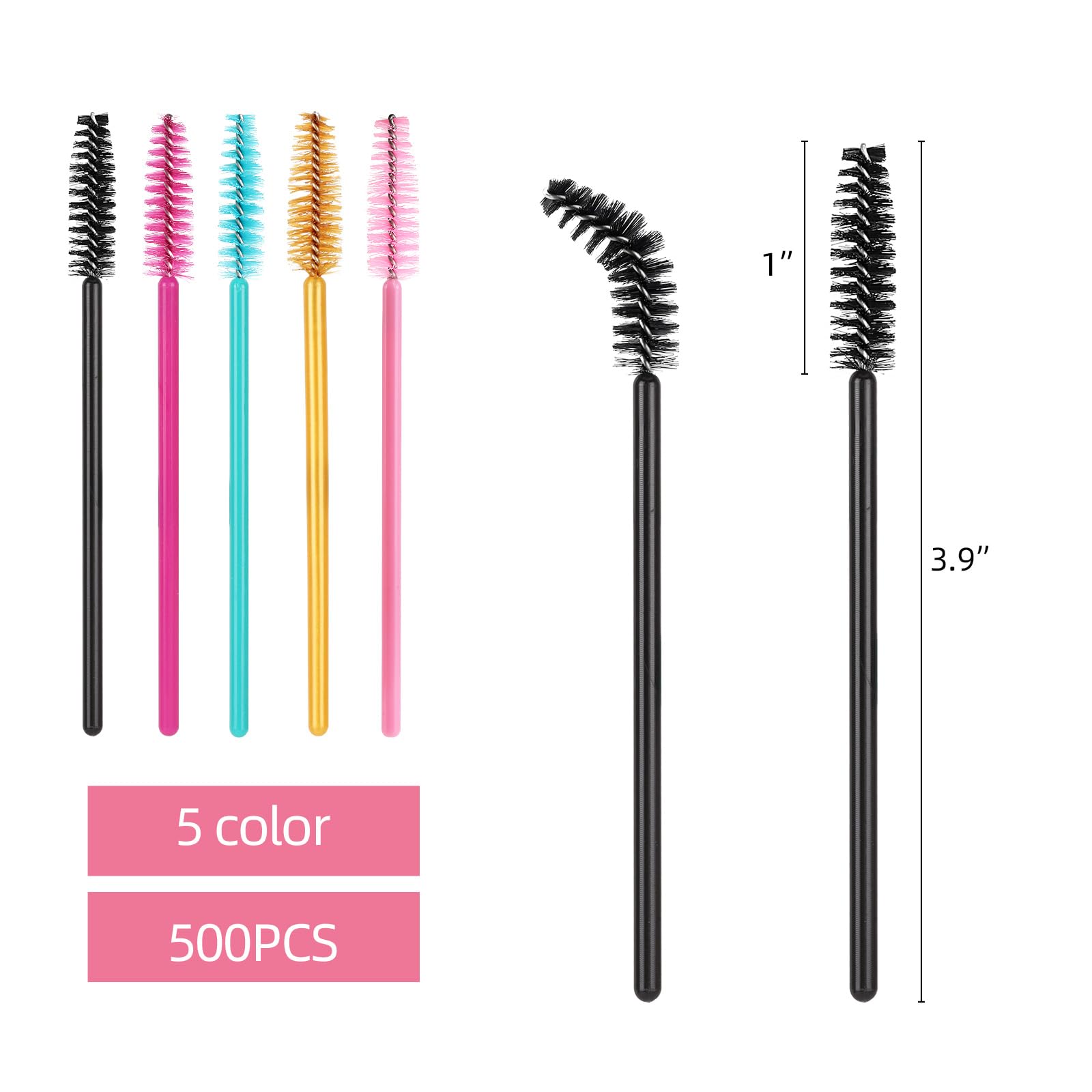 Tbestmax 500 Disposable Mascara Wands Eyelash Brush Spoolies For Eyebrow Eye Lash Extension, Makeup Brushes Applicators Kits - 5