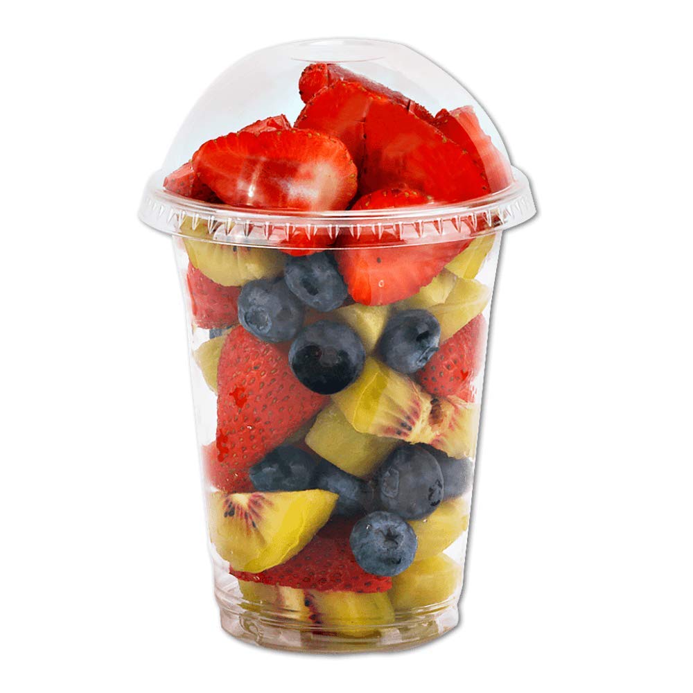 Aatriet 12 oz clear Plastic cups with Lids - 25 Sets Dessert cups with Dome Lids (NO HOLE), crystal PET Parfait cups with Lids,