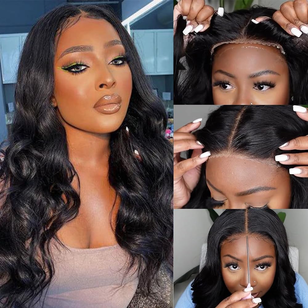FASCARA Glueless Wigs Human Hair 5x5 Body Wave Wear and Go Wigs Glueless Human Hair Wig Pre Plucked 20Inch Lace Front Wigs Human