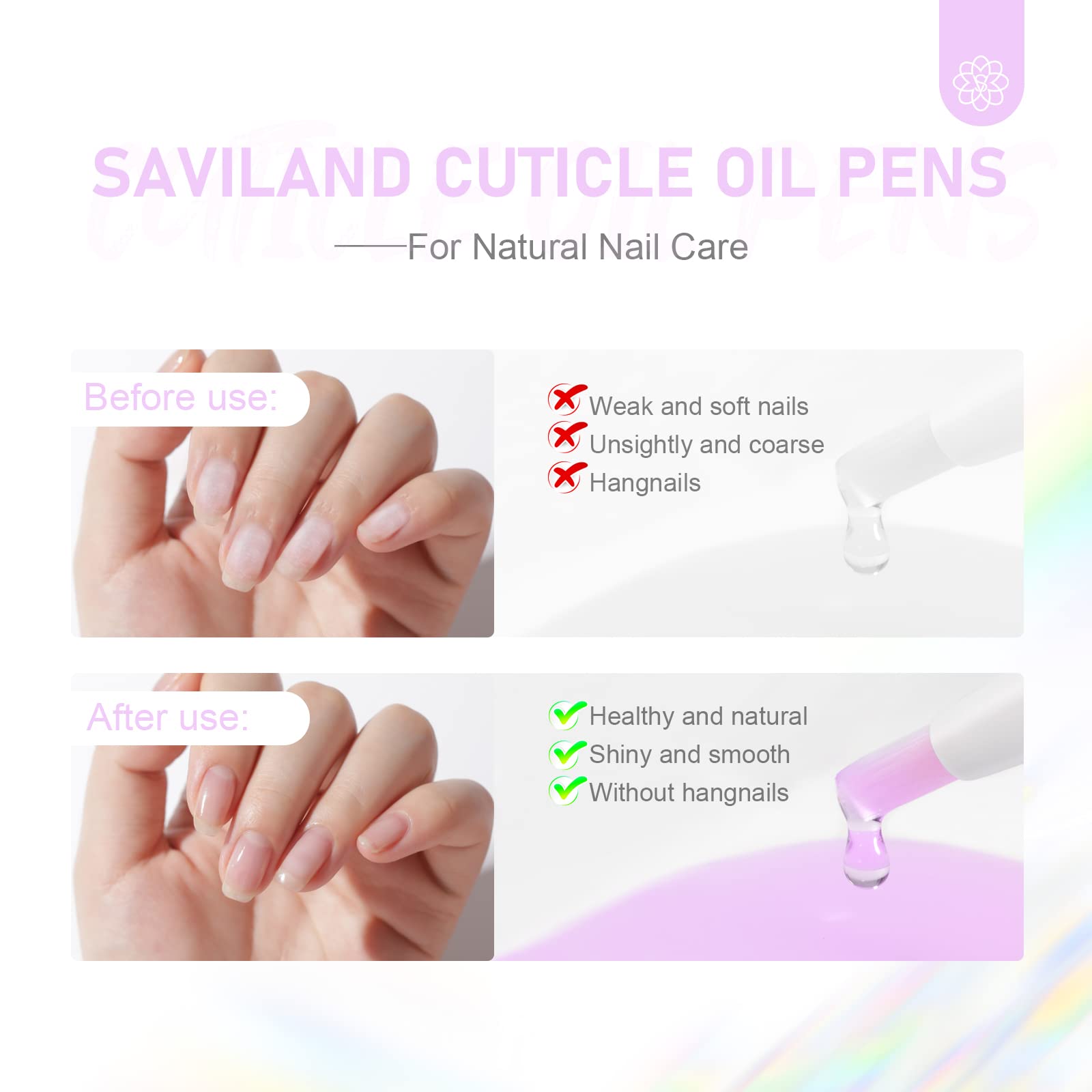 Saviland Natural Cuticle Oil Pen: 6Pcs Revitalizing Cuticle Oil For Nails With Vitamin E Repaired Cuticles Overnight Cuticle Sof