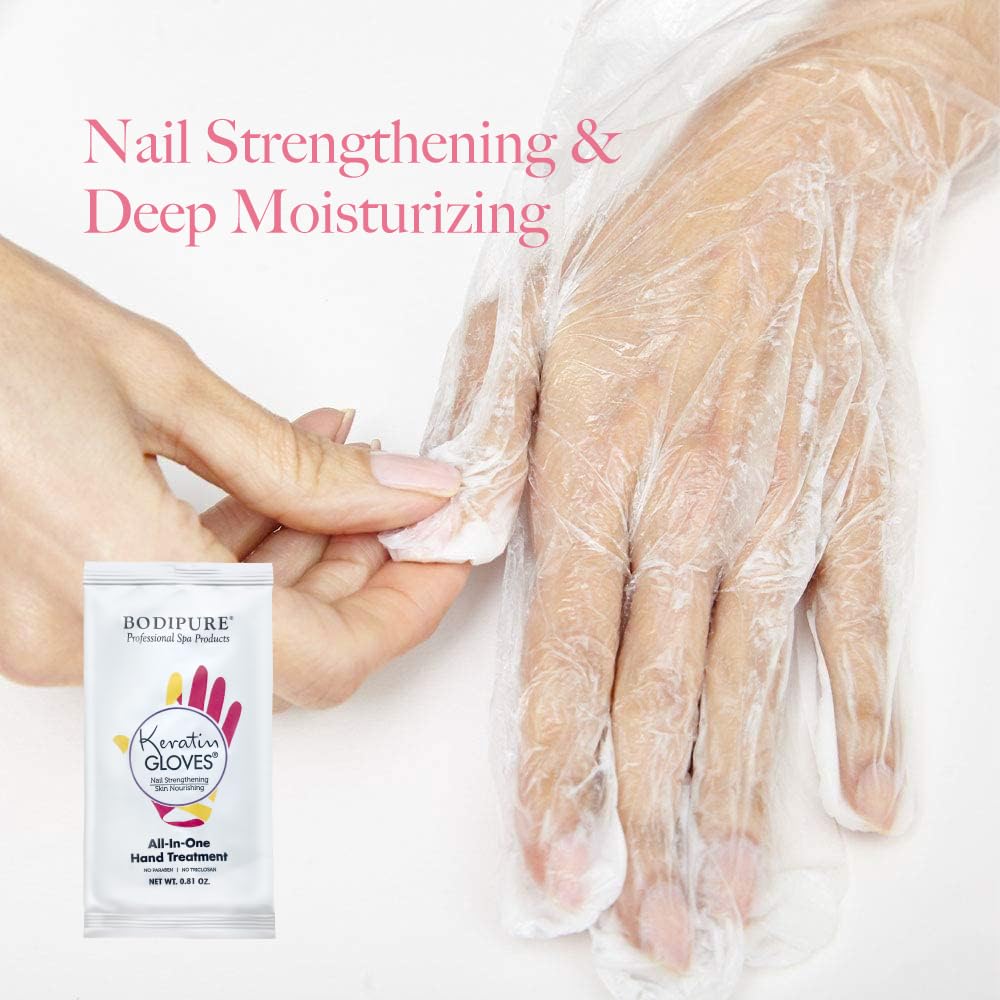 Bodipure All-In-1 Moisturizing Hand Mask | Keratin & Vitamin E Hand Mask for Dry Cracked Hands | Natural Moisturizing Gloves For