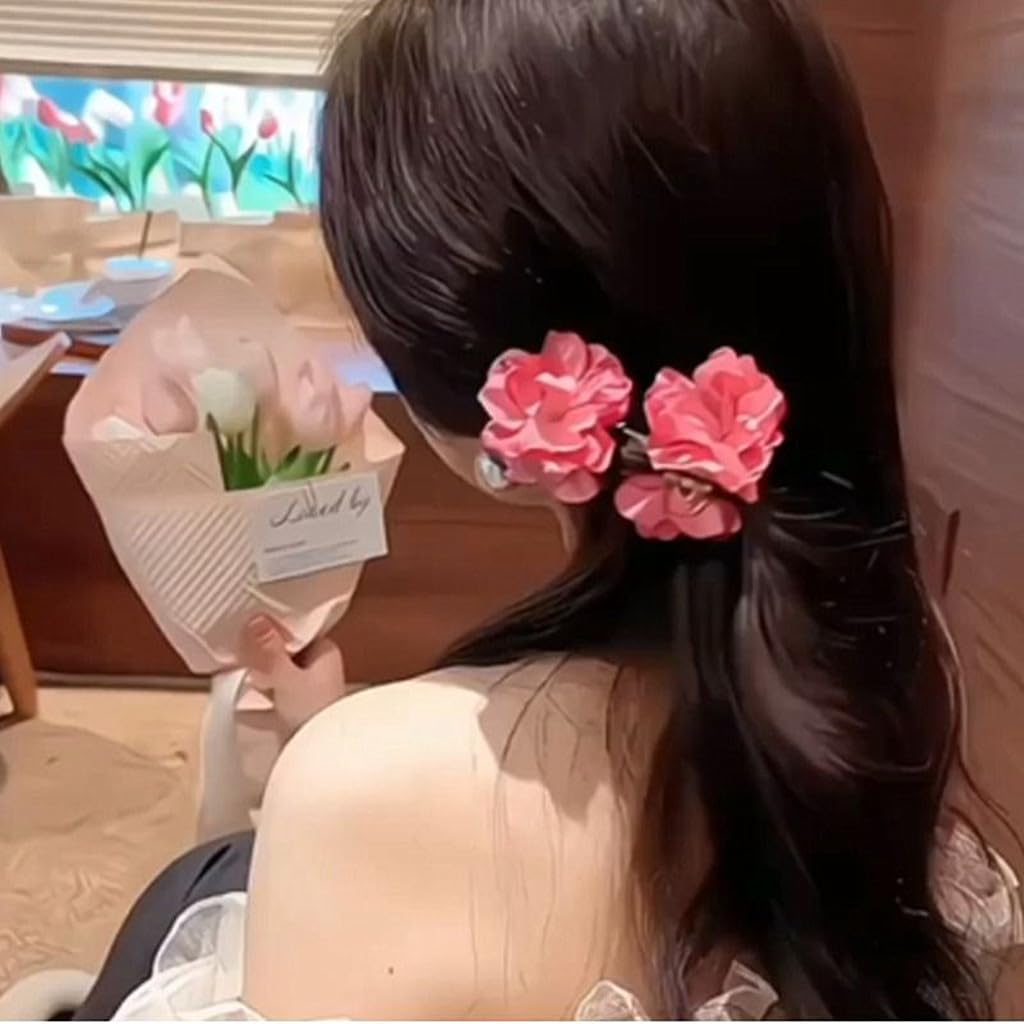 Alimitopia Flower Hair Clip Fabric Artificial Double Rose Flower Alligator Hair Clip Hairpin Barrette Headdress Bobby Pins Headw