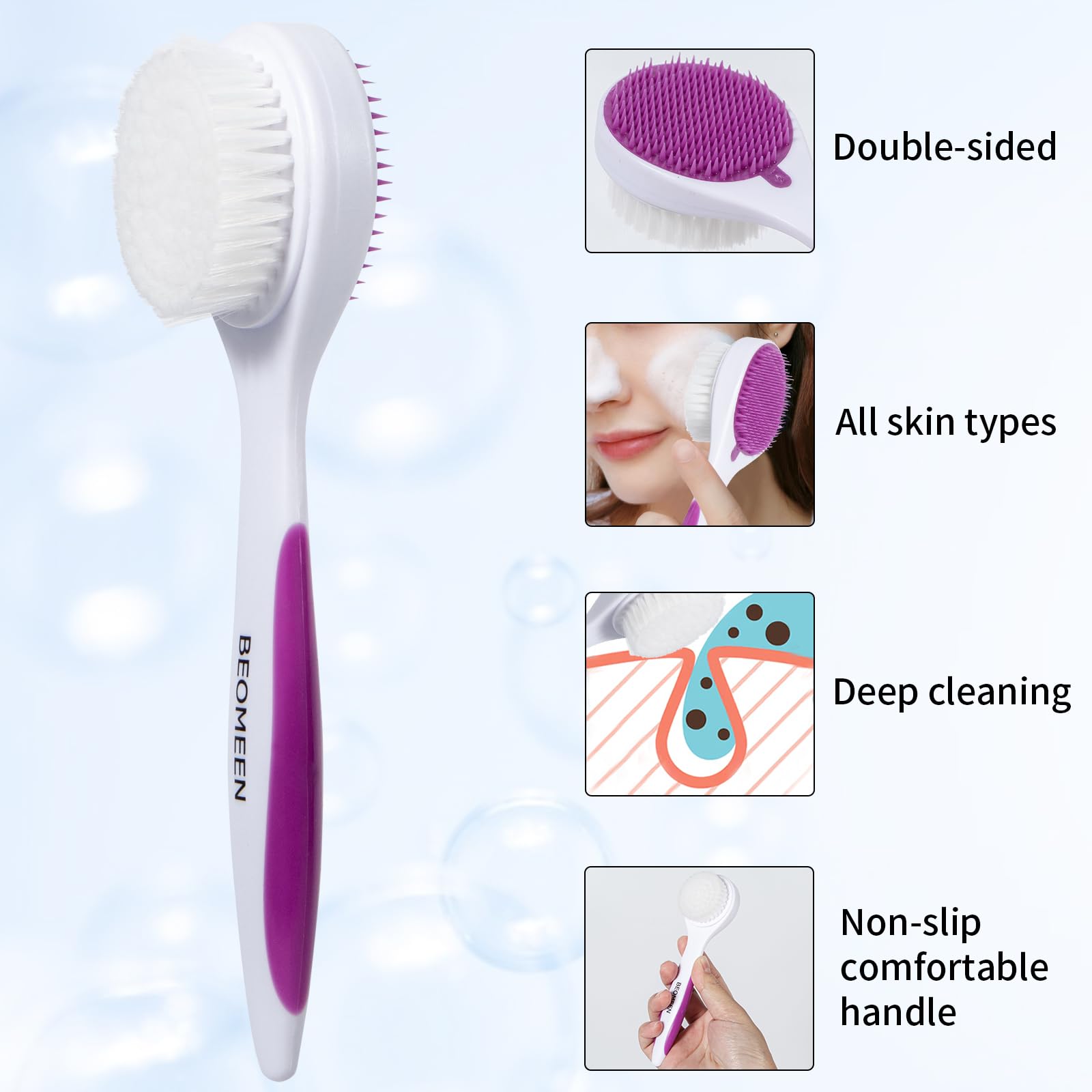 Silicone Face Scrubber Double Side, Handheld Facial Cleansing Brush 2 In 1 Face Cleanser Brush For Deep Cleansing And Exfoliatin