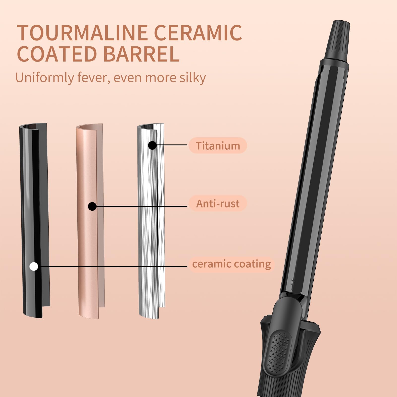3/4 Inch Curling Iron With Clipped Tourmaline Ceramic Barrel Professional 0.75Inch Hair Curler Up To 450F Dual Voltage For Trave